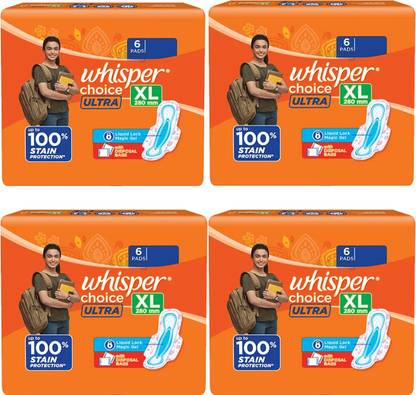 Whisper Choice Ultra XL280mm@6+6+6+6 Sanitary Pad
