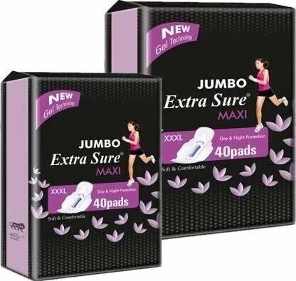 Extra Sure Jumbo XXXL Ultra Clean Soft Thin Dry Cottony Sanitary Napkin Pad With Wing For Women and Girl Sanitary Pad