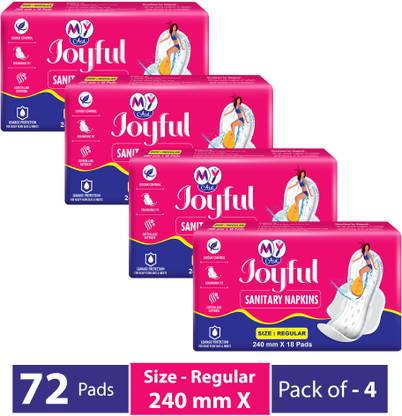 MYAID JOYFUL 240 mm | Soft, Leak-Proof, Rash-Free, Comfortable, Odour Control (72 Pads) Sanitary Pad