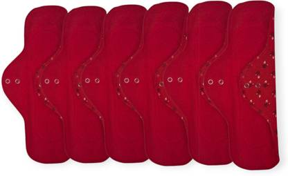 HAPPY KING Cloth Period Pads for Heavy Flow Leakproof Overnight Protects, 6 red pads Sanitary Pad