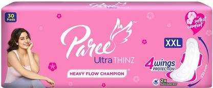 Paree Ultra Thinz Soft & Rash Free Double Feathers XXL Pads, With Disposable Covers Sanitary Pad