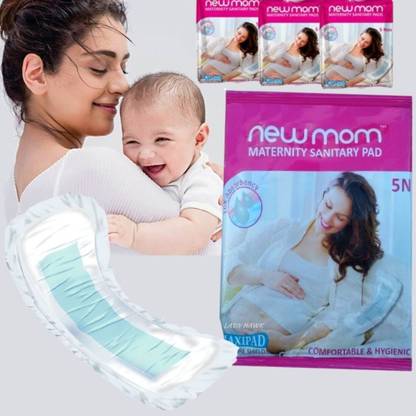 Newmom Premium (15 Pads) Maxi Maternity Sanitary Pads Napkins - Ultra Soft, Extra Wide Sanitary Pad