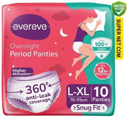 EverEve Ultra Absorbent, Heavy Flow Disposable Period Panties Size - L-XL Pantyliner