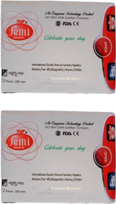 Femi ANION NAPKIN XL SIZE - 280 MM - 2 PACK/12 PADS PER PACK COMBO Sanitary Pad