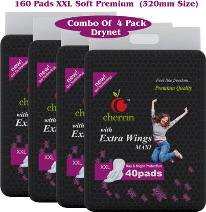 cherrin Sanitary Pads Upto Leak Proof Long For Heavy Flow (XXL)(160 Pcs) Sanitary Pad