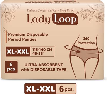 Lady loop overnight Disposable Period Panties for Women, XL-XXL Super Absorbent Sanitary Pad