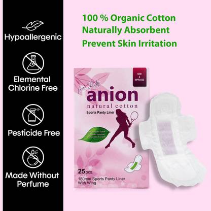 SIZI Organic Cotton Ultra Sports Panty liners, Menstrual Pads. (25Pads,Packof1) Pantyliner
