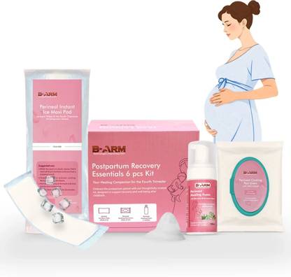 B-Arm Postpartum Recovery Kit-1 Perineal Foam,4 Instant Ice Maxi Pads,25Pad liners for Sanitary Pad