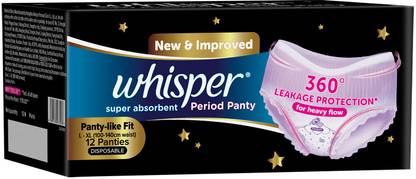 Whisper Super Absorbent Period Panty, L-XL Panties Sanitary Pad