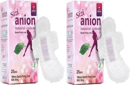 SIZI Organic Cotton Ultra 50 Sports Pantyliners, Menstrual Pads Extra Long,Unscented. Pantyliner