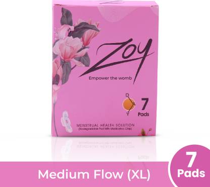 Zoy Medicated Chip Sanitary Pad| Menstrual Solution| Day, XL, Medium Flow - 280mm Sanitary Pad