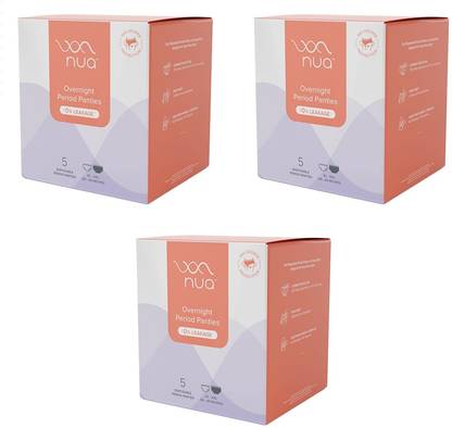Nua Overnight Period Panties | XL - XXL| 5 Count x Pack of 3 Sanitary Pad