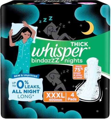 Whisper Ultra Nights Sanitary Pads for Women, XXXL ( 4 Pads ) Sanitary Pad