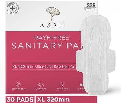 AZAH Rash-Free Clinically Tested | Super Saver Pack | Heavy & Overnight Flow Size-XL Sanitary Pad  (Pack of 30)