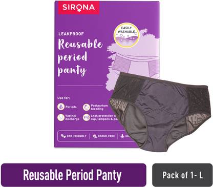 SIRONA Leakproof Reusable Period Panty for Women Pack of 1 - Large |360 Degree Coverage Pantyliner