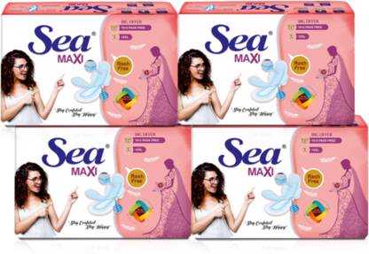 Sea 60 XXL Maxi Anti Bacterial, Rashes Free Cottony Soft Sanitary Pads for woman/ Sanitary Pad
