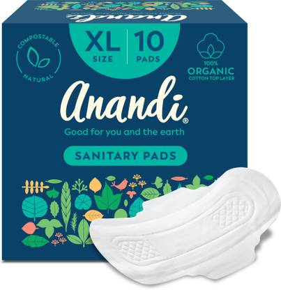 Anandi Organic Biodegradable pads with Disposal pouch XL Sanitary Pad Sanitary Pad