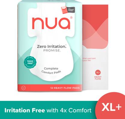 Nua Complete Comfort 12 XL+ With Disposal Covers| Zero Irritation Promise Sanitary Pad