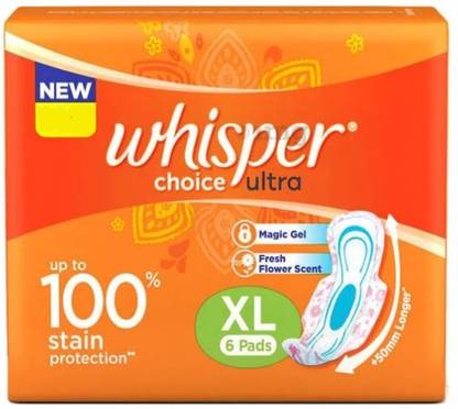 Whisper choice ultra 280 mm Xtra Long XL - 6 Pcs Sanitary Pad