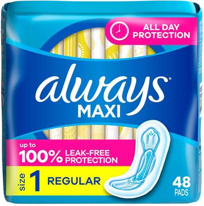 Always Maxi Unscented Pads without Wings Regular 48 Count Sanitary Pad