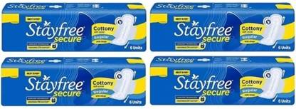 STAYFREE Secure Cottony soft cover Regular - 6+6+6+6 Pads Sanitary Pad
