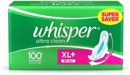 Whisper Ultra CLEAN Plus Sanitary Pads XL Plus - 30 Count Sanitary Pad