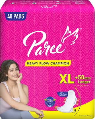 Paree Soft & Rash Free XL Sanitary Pad, With 3 Seconds Absorption for Heavy Flow Sanitary Pad  (Pack of 40) at Rs. 185