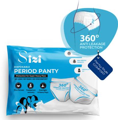 SIZI Disposable White Period Panty Rash free,Leakproof, Sanitary Disposable Panty Sanitary Pad