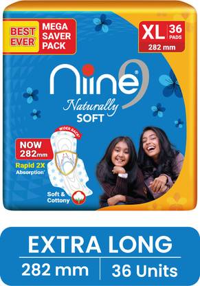 niine Naturally Soft XL Pad With Anti Leak Flow, Extra Soft and Cotton Sanitary Pad
