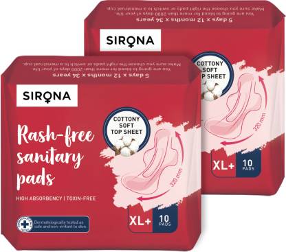 SIRONA Cottony Ultra Soft Rash Free XL+ Sanitary Pad  (Pack of 20)