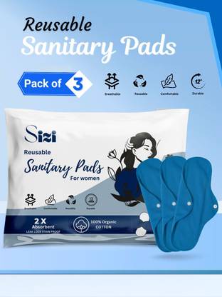 SIZI Blue Cloth SanitaryPad | Eco-Friendly & Washable | Soft, Breathable & Leak-Proof Sanitary Pad