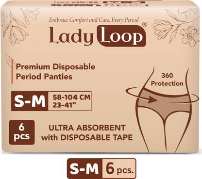 Lady loop overnight Disposable Period Panties for Women, S-M Super Absorbent Sanitary Pad