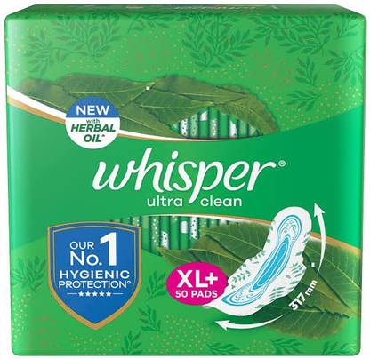 Whisper Sanitary Ultra clean XL+Sanitary Pads 50 Pads Sanitary Pad