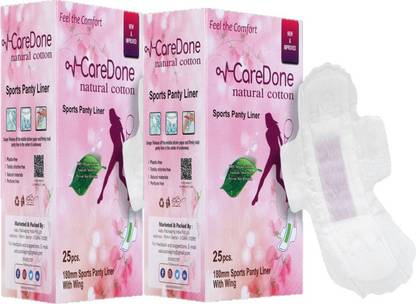 CareDone (50PantyLiner,Pack 2)Organic Cotton Ultra Thin Panty liners,Menstrual Pads Pantyliner