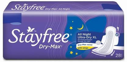 STAYFREE drymax all night ultra-dry xl 28 Sanitary Pad