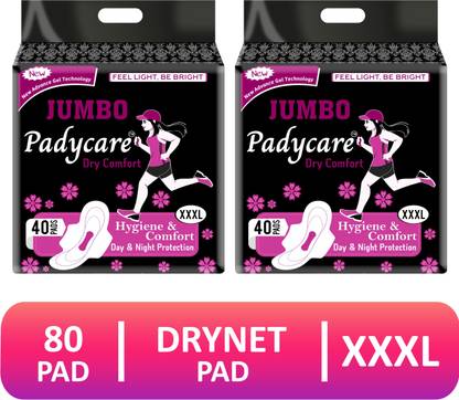 Padycare Extra dry feel overnight |Sanitary Napkin| XXXL | Pack of 80| Sanitary Pad