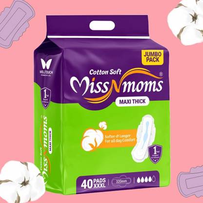 MISS N MOMS XXXL Cotton Soft Sanitary Pads 320mm | Heavy Flow Comfort Care | Combo Pack Sanitary Pad