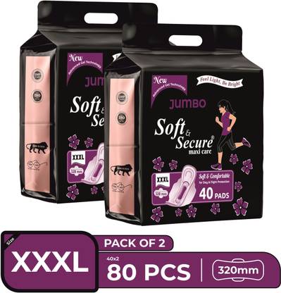 soft & secure JUMBO MAXI DRY PAD COMBO Sanitary Pad (Pack of 80) Sanitary Pad