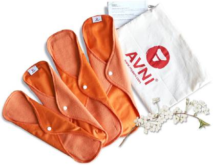 Avni Fluff Basic Washable,Reusable& Antimicrobial,Day(XL)+Night(XXL),Cloth Sanitary Pad