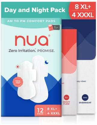 Nua Comfort Sanitary Pads 8XL+ Day pads + 4XXXL Night Pads Sanitary Pad