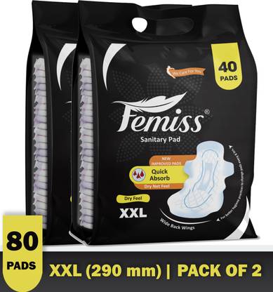 Buy Femiss Extra dry feel overnight sanitary pads | XXL | Pack of 80| Sanitary Pad  (Pack of 80) at Rs. 319