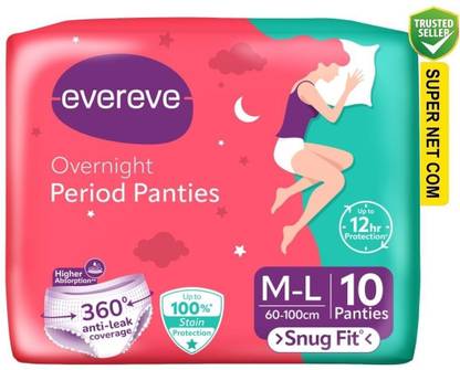 EverEve Ultra Absorbent, Heavy Flow Disposable Period Panties Size - M-L Pantyliner