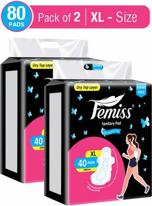 Femiss Sanitary Pads for Women and Girls Trifold pads(XXL-Size, 290 MM, (40 Pads Each) Sanitary Pad