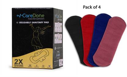 CareDone Reusable and Washable Cotton Menstrual cloth pad (Extra Large,Pack of 4) Pantyliner