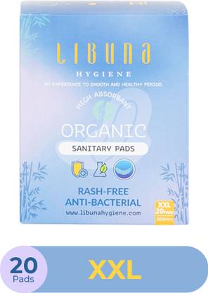 LIBUNA HYGIENE Libuna Organic | Antibacterial | Anion Pads XXL-20 pcs | RashFree Pads Sanitary Pad