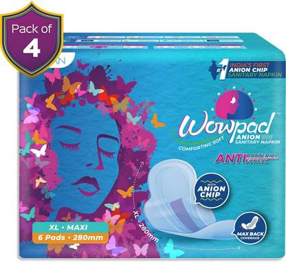 Wowpad Maxi Comforting Soft XL 24 Sanitary Pads 280 MM, 6 Pads x Pack Of 4(24 Napkins) Sanitary Pad