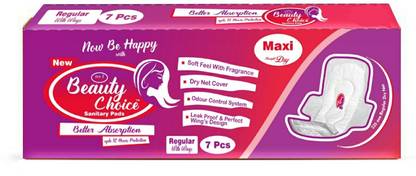 Beauty Choice Dry Net Cover, Soft Feel & Better Absorption upto 12hrs - Regular, 240mm (7pads) Sanitary Pad