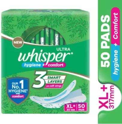 Whisper Ultra Clean XL+ Plus Sanitary Pad Sanitary Pad (Pack of 50) Sanitary Pad