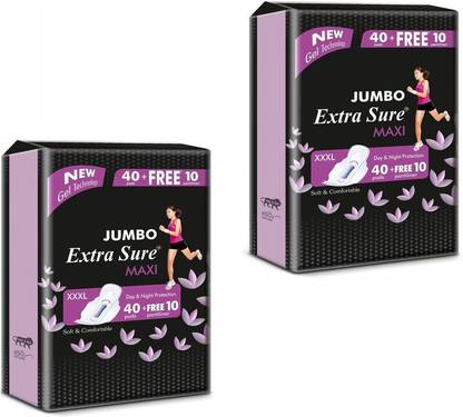 Extra Sure Sanitary napkin pad soft & comfortable maxi XXXL Size Day & Night Protection With New Gel Technology ( Pack Of 2)(80pad + 20 Pantiliner) Sanitary Pad