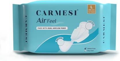 Carmesi Air Feel With Dual Airflow Pores | Rash Free & Ultra Thin | 10 L Sanitary Pad